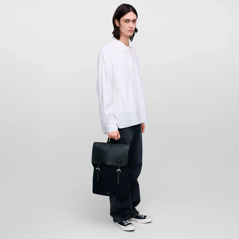 Leather Lid Backpack 16"