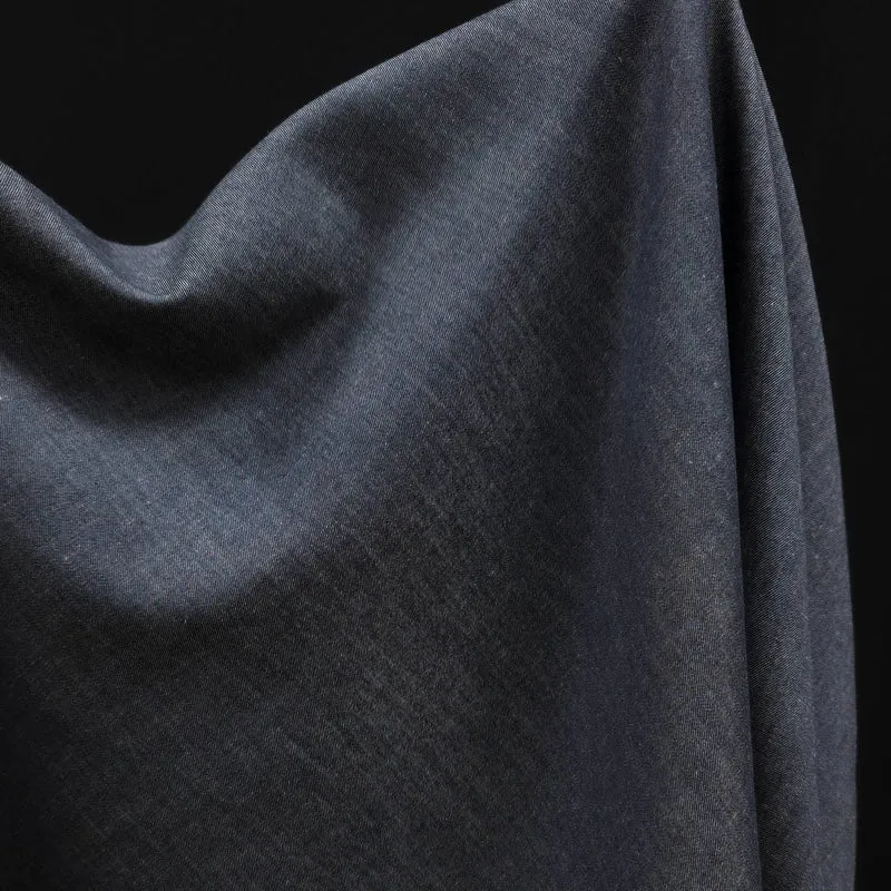 Chambray de coton | Bleu foncé | 90 cm | Fin de rouleau