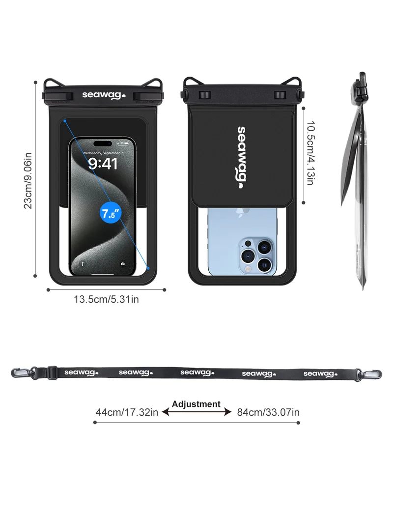 Pochette étanche téléphone 7,5” IPX8 double compartiment Seawag Plus