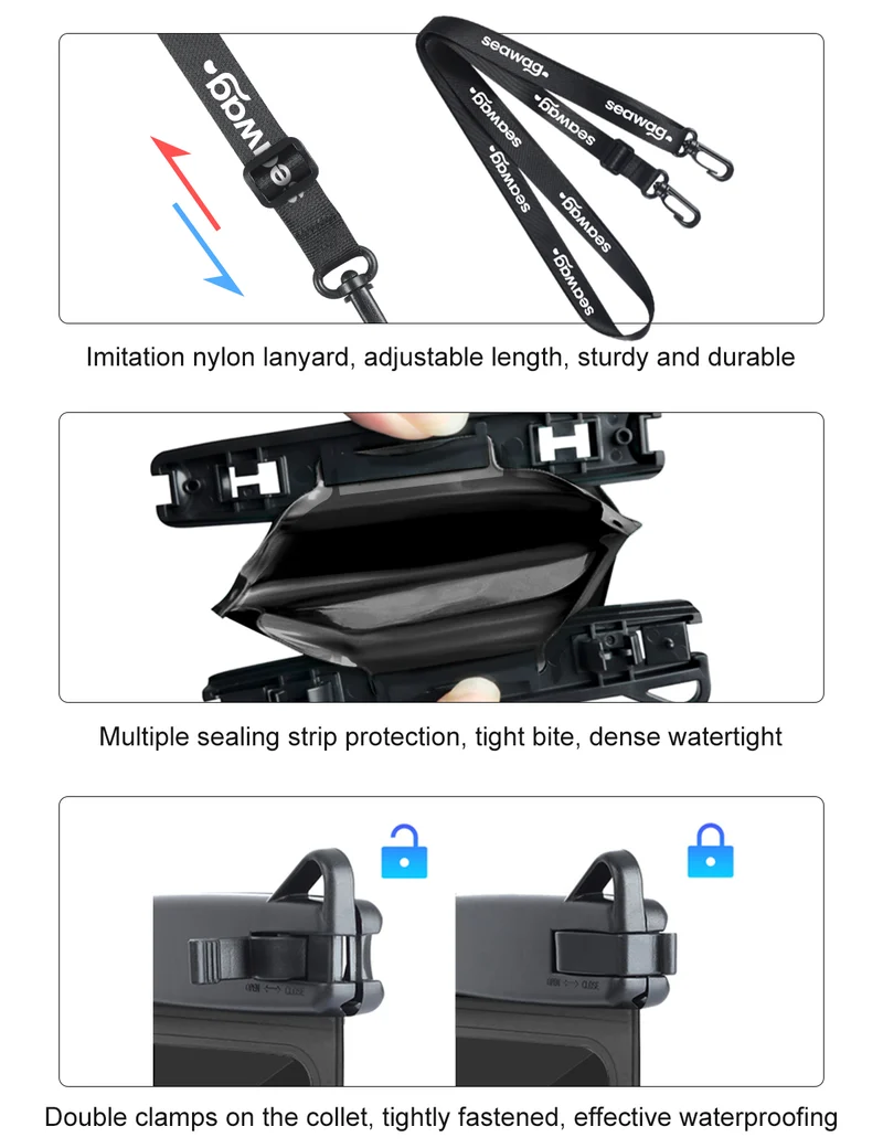 Pochette étanche téléphone 7,5” IPX8 double compartiment Seawag Plus