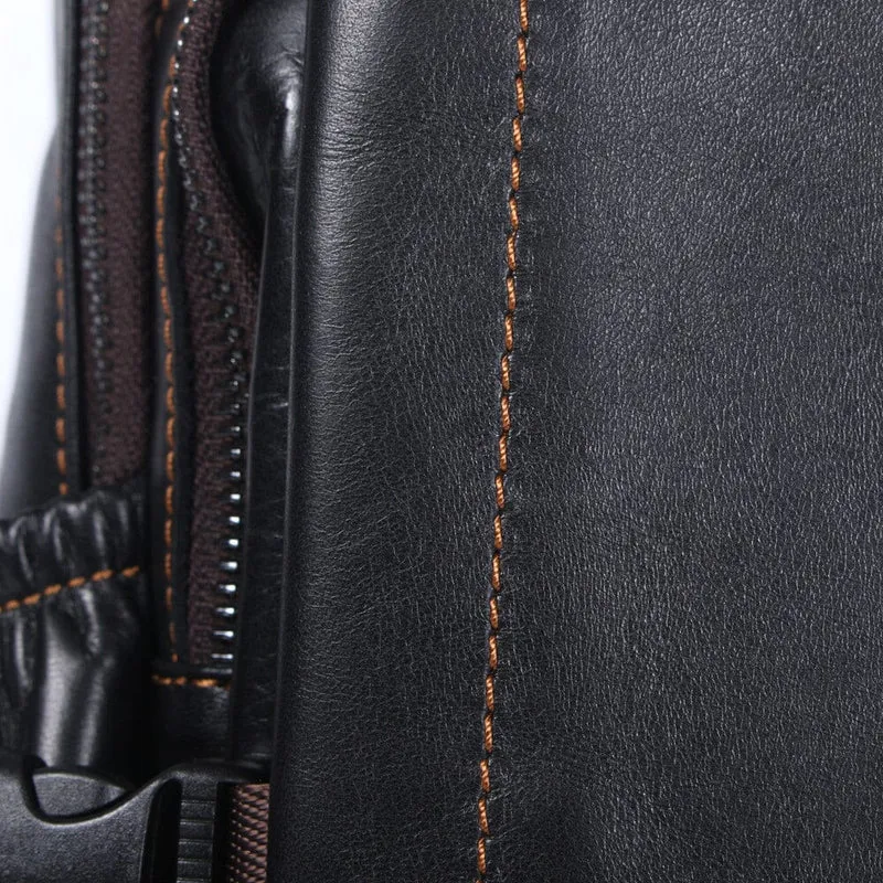 Men's Black Leather Backpack | LOGAN