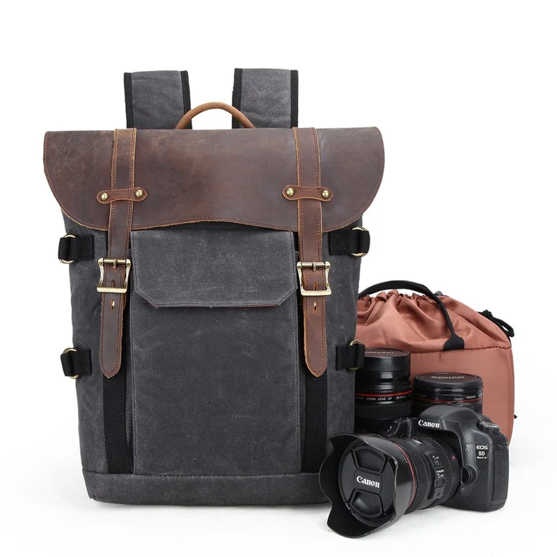 Canvas and Leather Camera Backpack | HALIBURTON