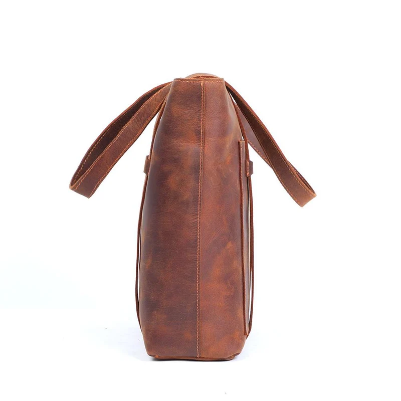 Coffee Leather Tote Bag | AURORA