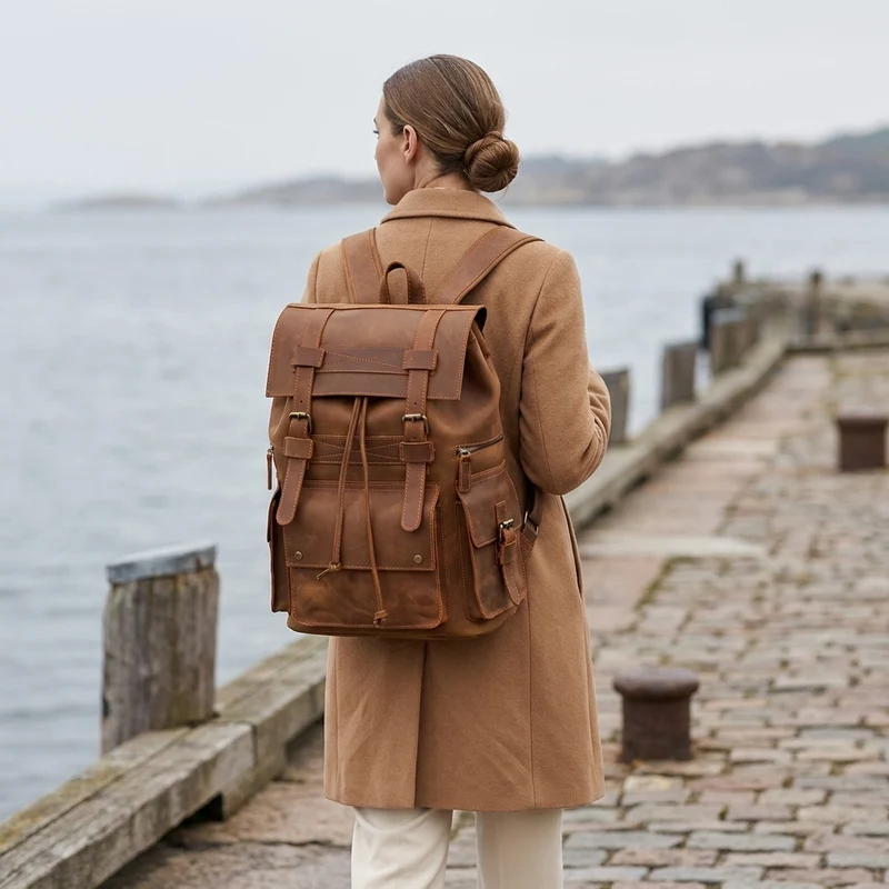 Brown Leather Backpack | KYLO