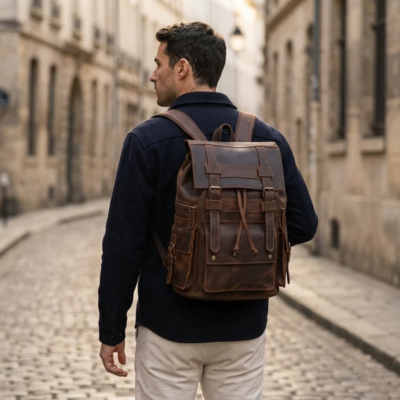 Brown Leather Backpack | KYLO