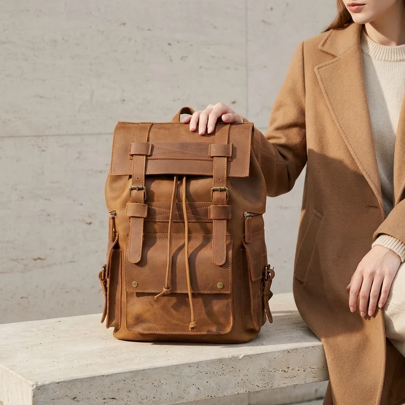 Brown Leather Backpack | KYLO