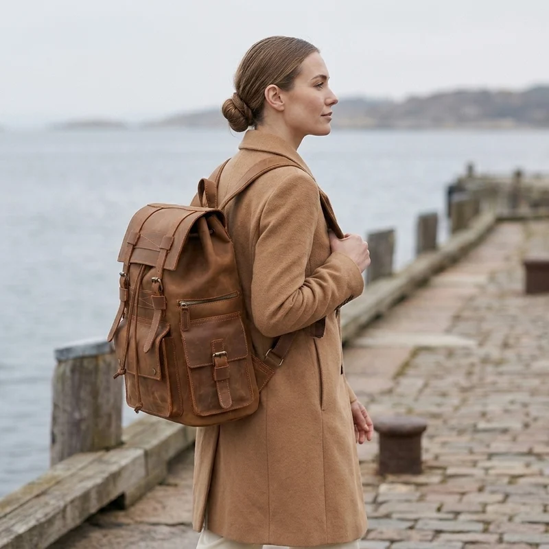 Brown Leather Backpack | KYLO