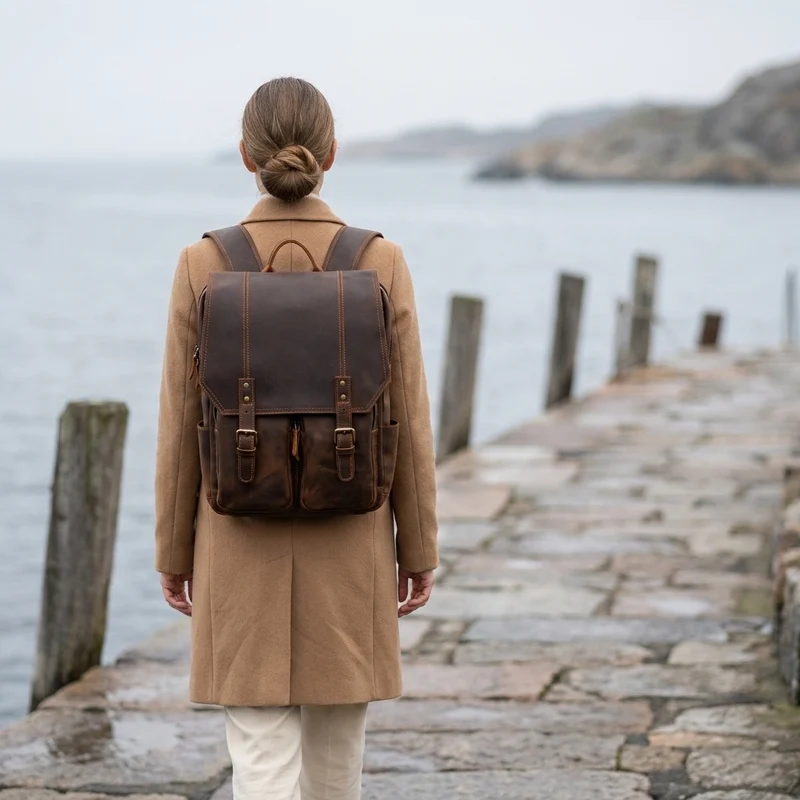 Brown Leather Rucksack | ÅRE
