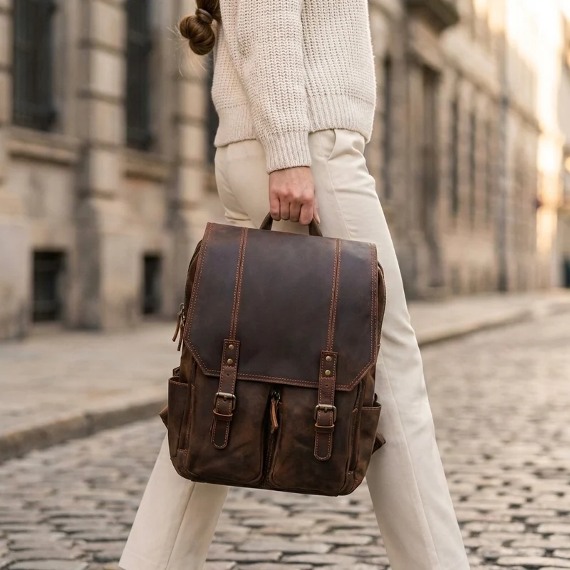 Brown Leather Rucksack | ÅRE