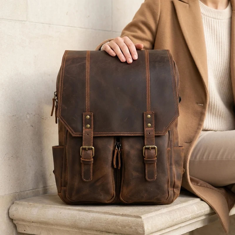 Brown Leather Rucksack | ÅRE