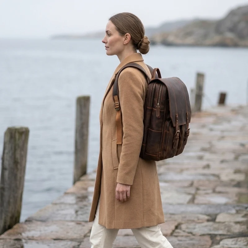 Brown Leather Rucksack | ÅRE