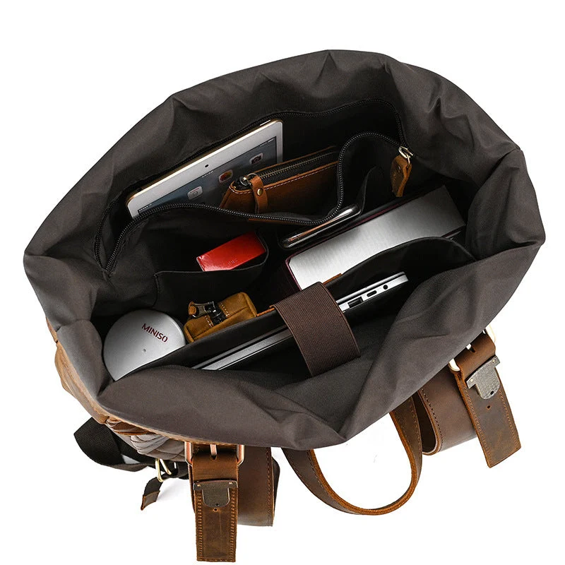 Leather Roll Top Backpack | INDIANA