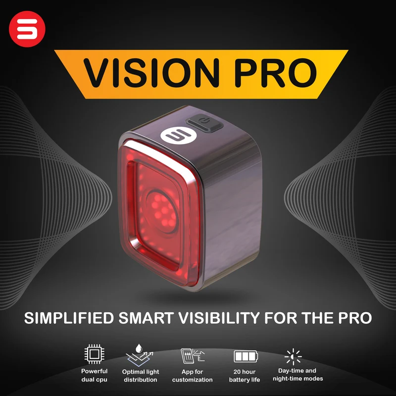 The Smart Bike Lights Vision Pro rear bicycle light