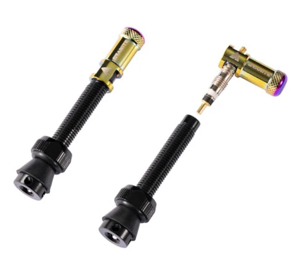 Valves (44mm) et bouchons de valve Granite CNC/démonte obus Oil Slick Juicy Ni