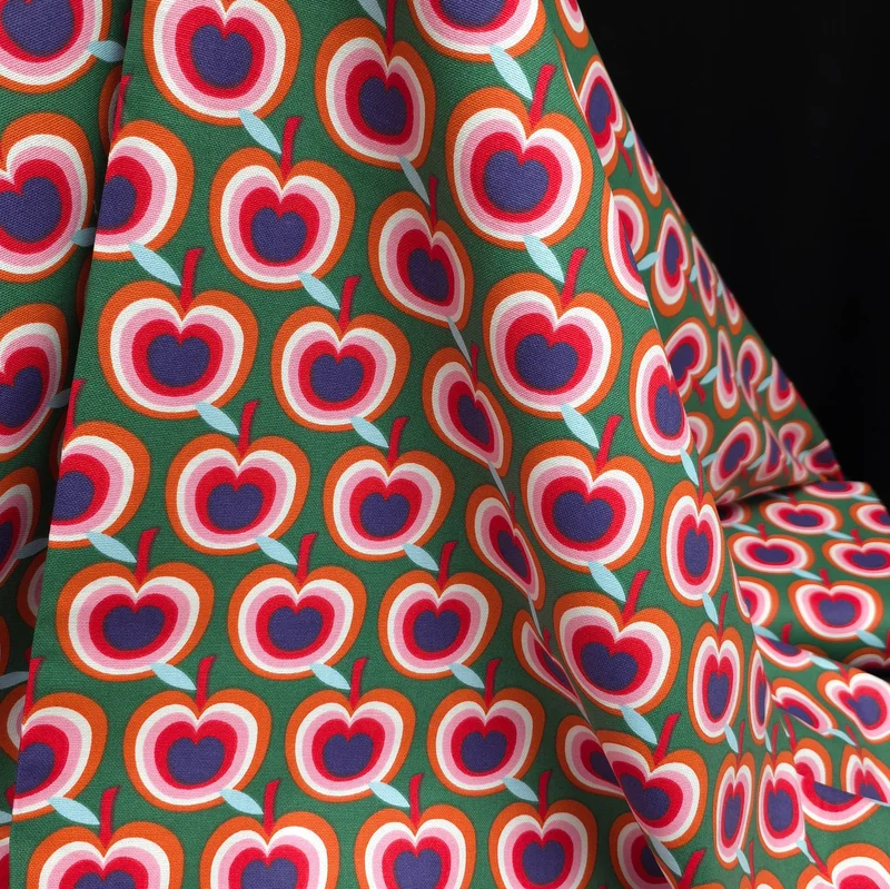 Canevas de coton Pommes Retro | Certifié Oeko-Tex