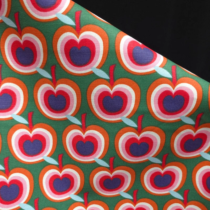 Canevas de coton Pommes Retro | Certifié Oeko-Tex