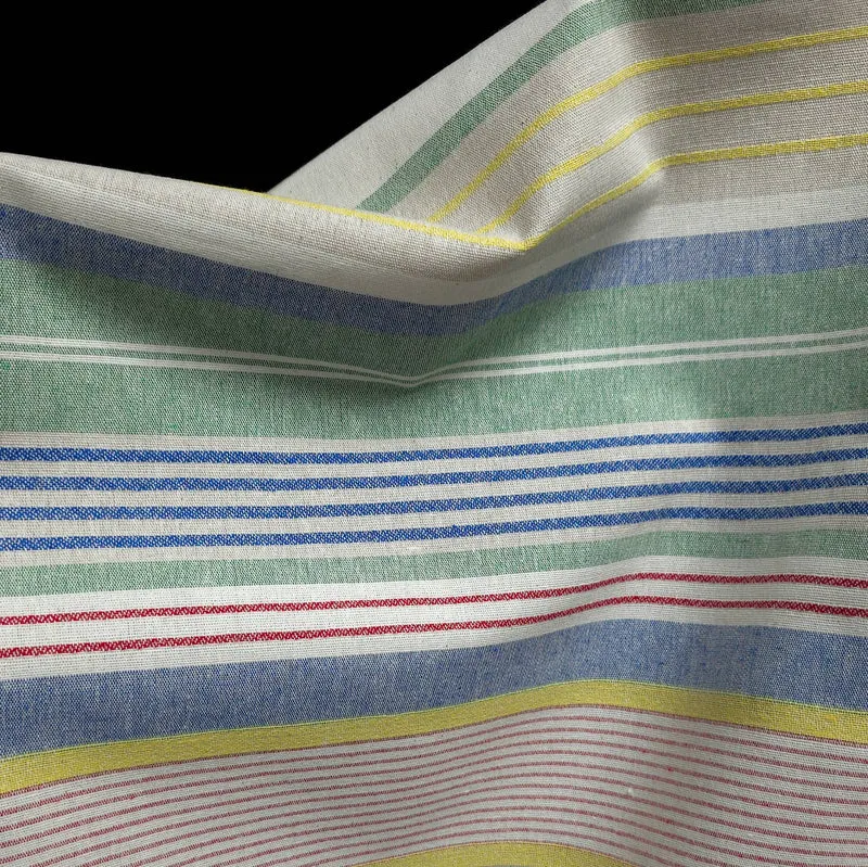 Canevas de coton Recyclé Tissé Teint | Rayures Nautiques | Multicolore | Katia Fabrics