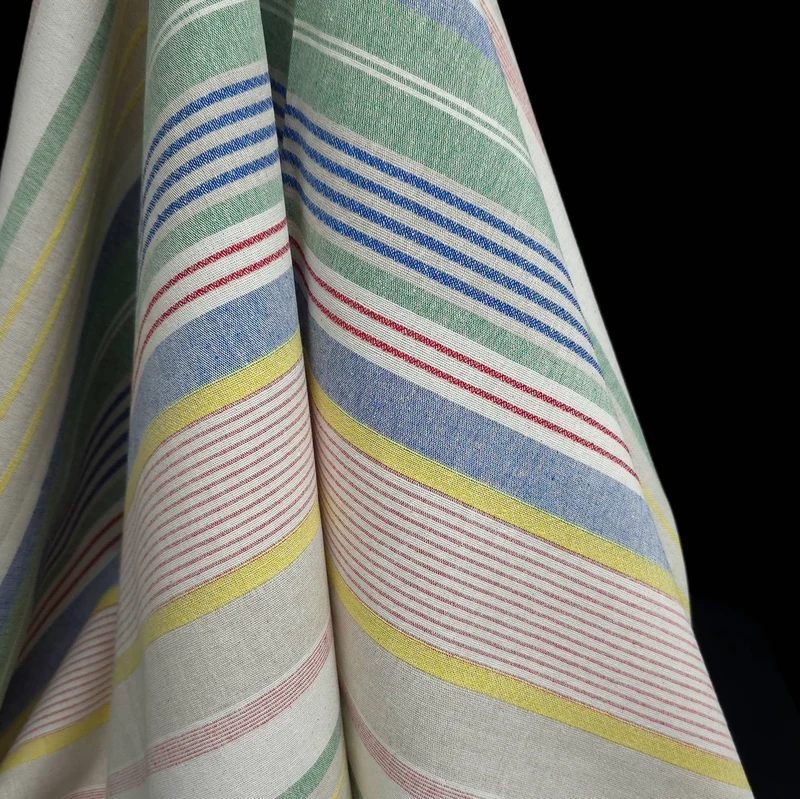 Canevas de coton Recyclé Tissé Teint | Rayures Nautiques | Multicolore | Katia Fabrics