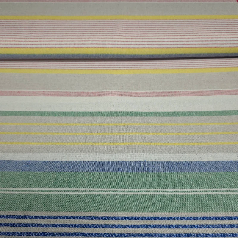 Canevas de coton Recyclé Tissé Teint | Rayures Nautiques | Multicolore | Katia Fabrics