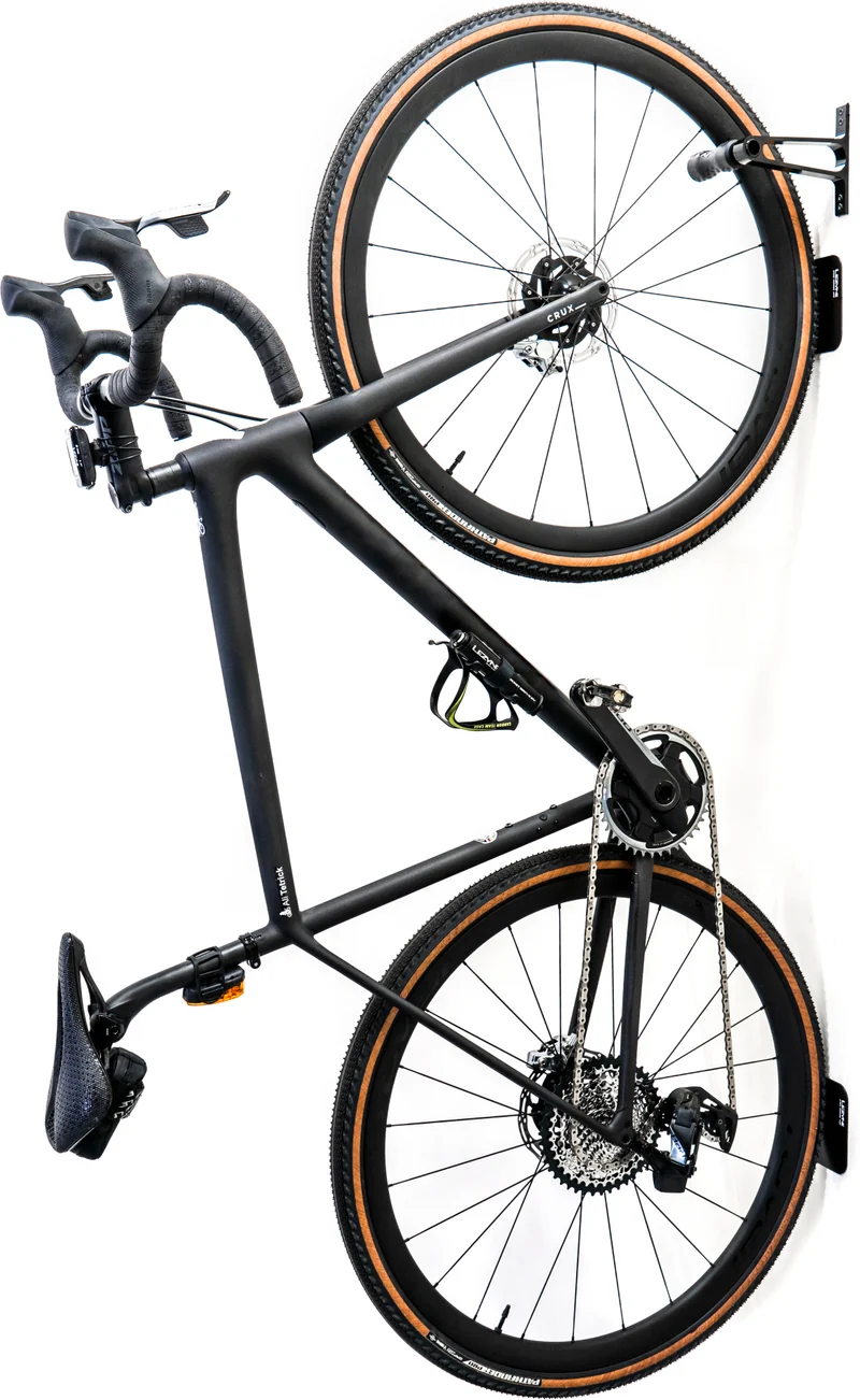 Wall-mounted bike rack with Lezyne CNC aluminum wheel