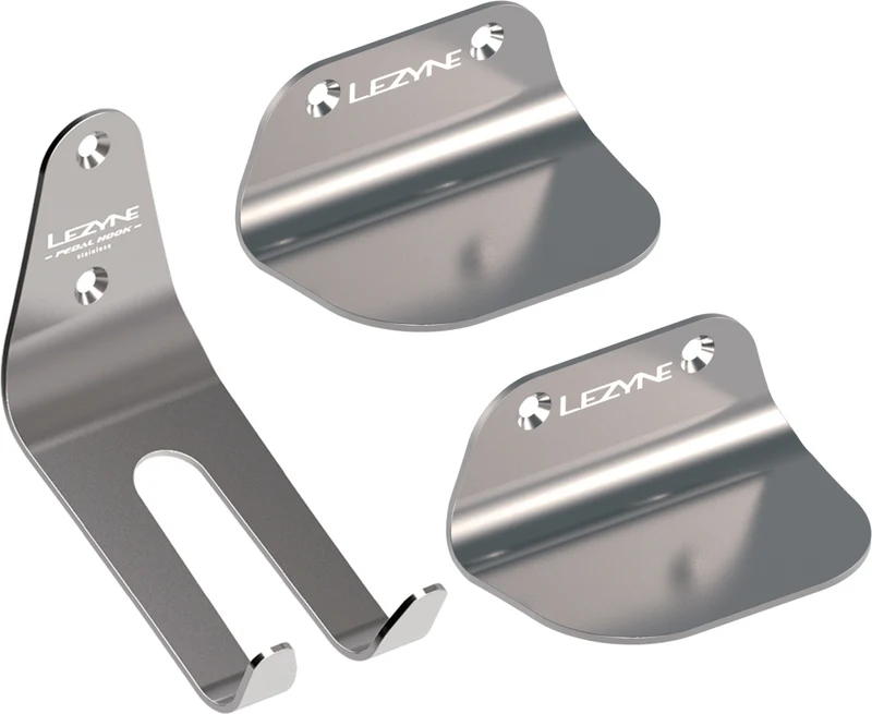 Lezyne stainless steel wall-mounted bike rack with pedal attachment