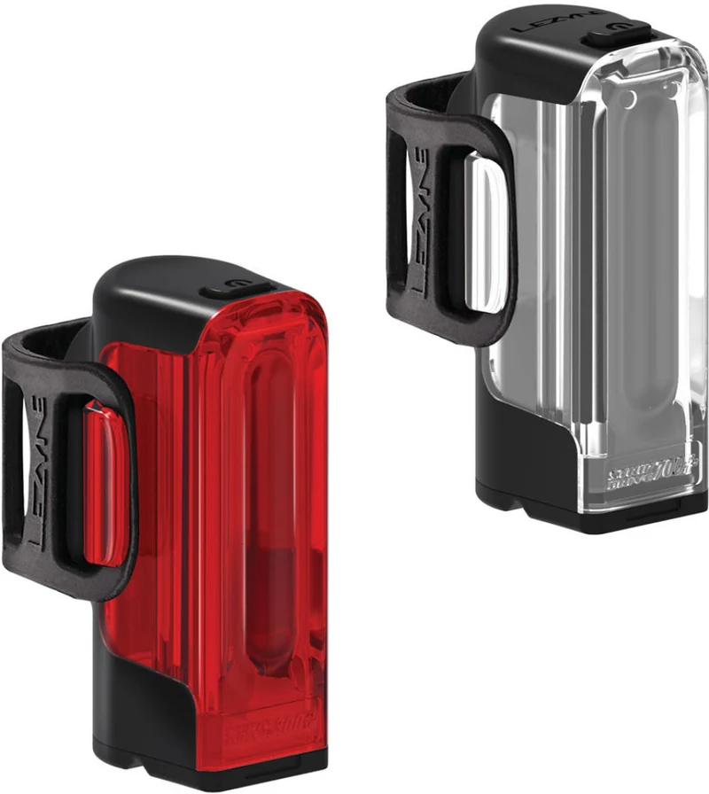 Pair of Lezyne Strip+ Drive + Strip Drive 300+ USB-C bicycle lights