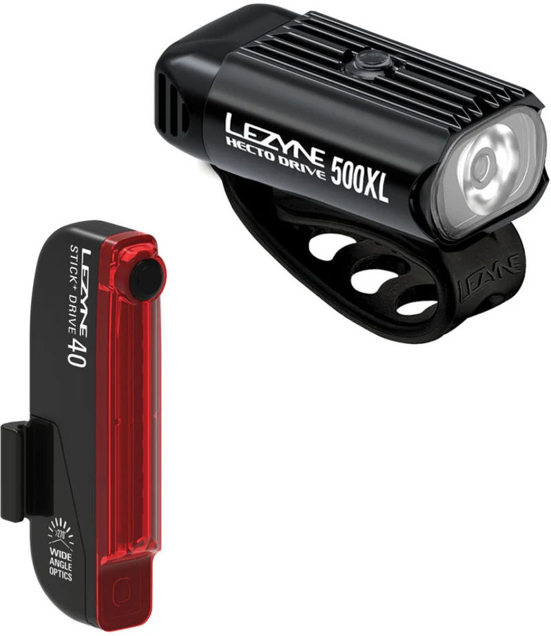 Pair of Lezyne Hecto Drive 500XL + Stick+ Drive USB bike lights