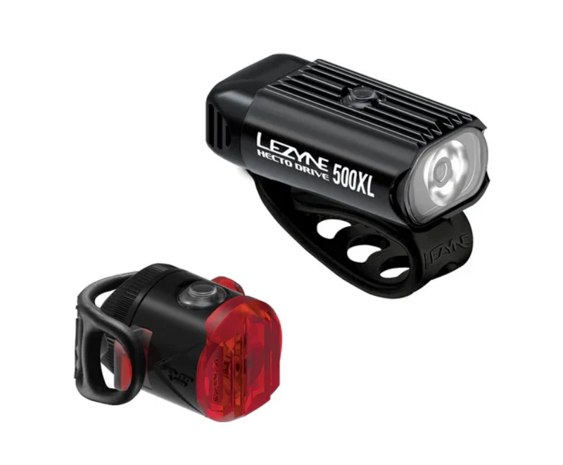 Pair of Lezyne Hecto Drive 500XL + Femto USB-C Drive bicycle lights