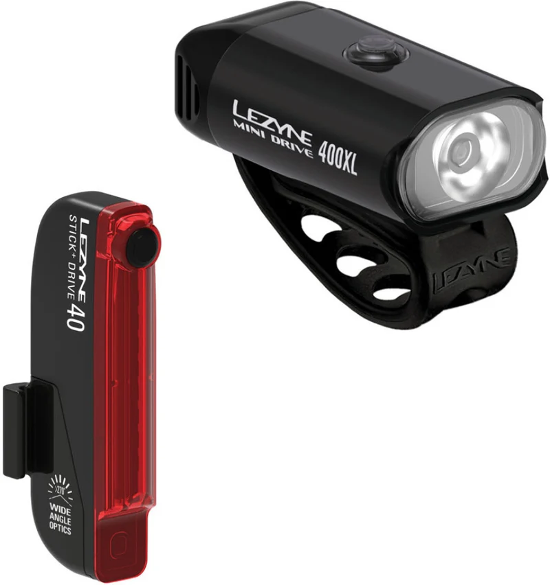 Pair of Lezyne Hecto Drive 400XL + Stick+ Drive USB bike lights