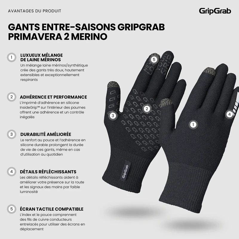 GripGrab Primavera 2 Merino Spring-Autumn Cycling Gloves