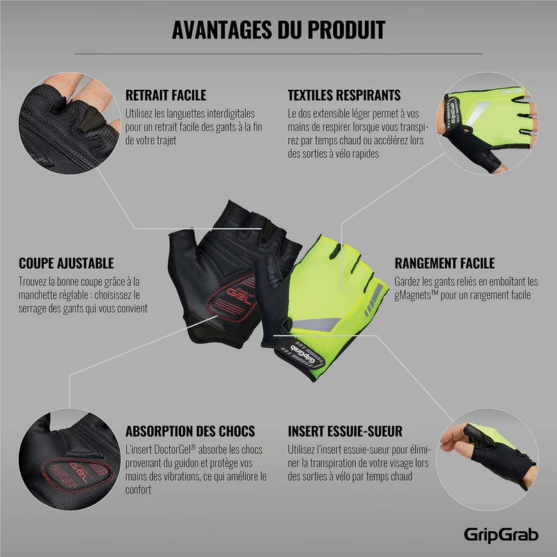 GripGrab ProGel Hi-Vis Padded Cycling Gloves