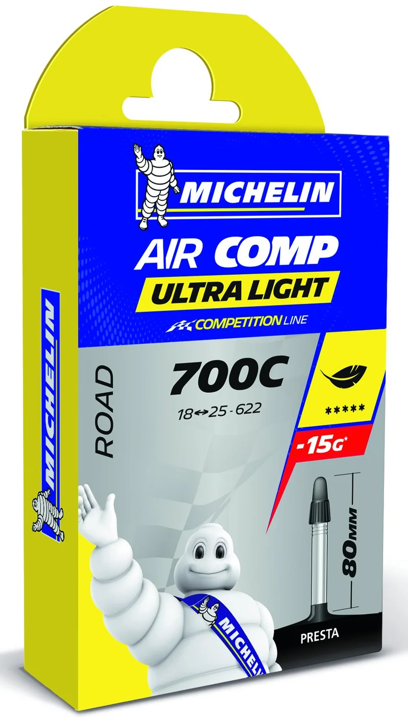 Michelin Aircomp Ultralight 700x18-25 presta 80 mm bicycle inner tube