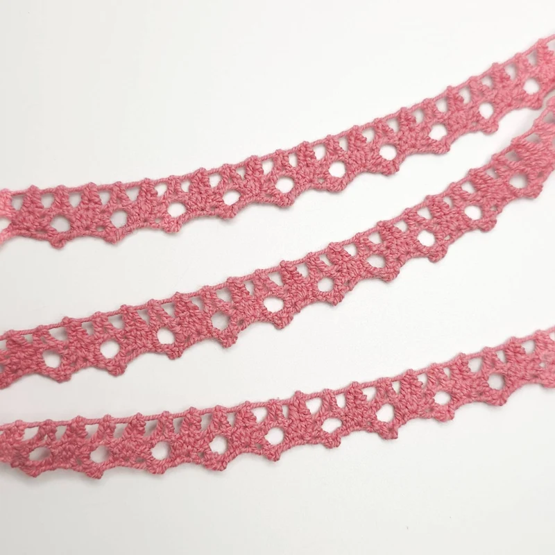 Galon décoratif en coton | Galon floral picot Rose | 12 mm
