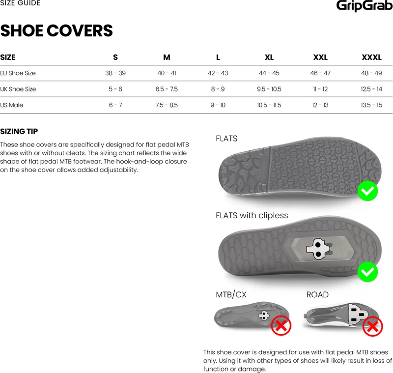 GripGrab TrailBlazer Flat Pedal MTB Shoe Cover