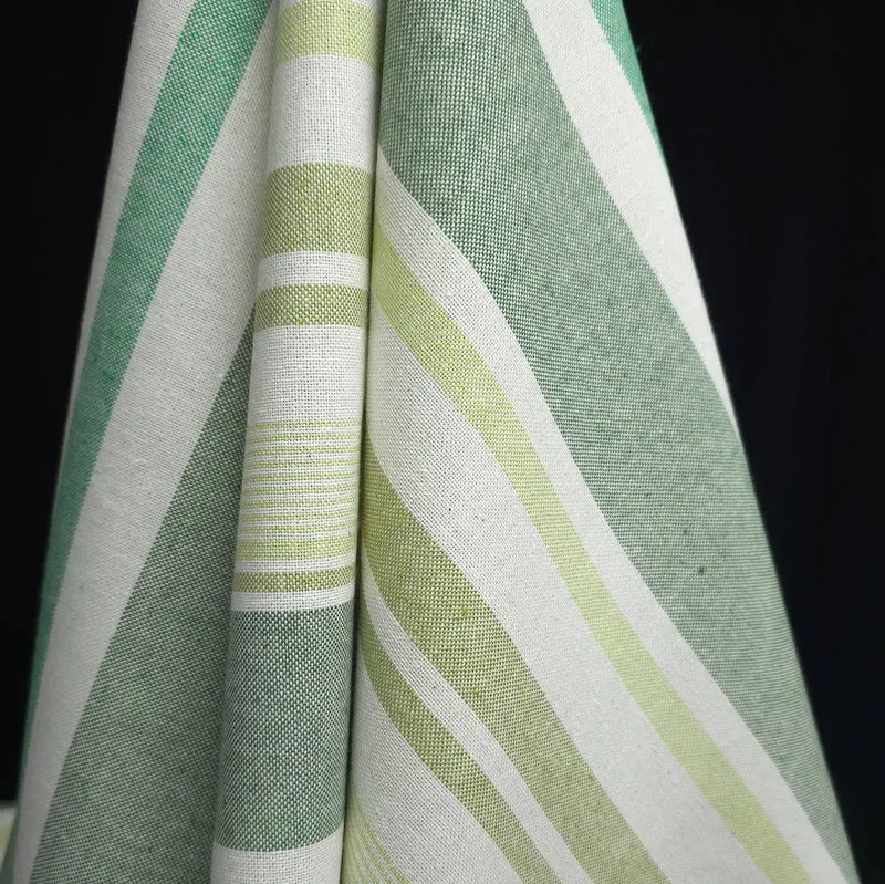 Canevas recyclé à rayures | Vert | Katia Fabrics