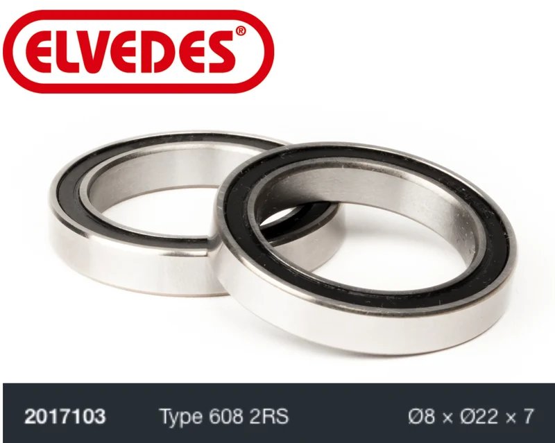 Roulement Elvedes type 608 2RS Ø8 x Ø22 x 7