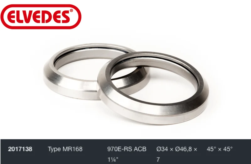 Roulement de jeu de direction Elvedes type MR168 1-1/4" Ø34x46,8x7 45°x45°