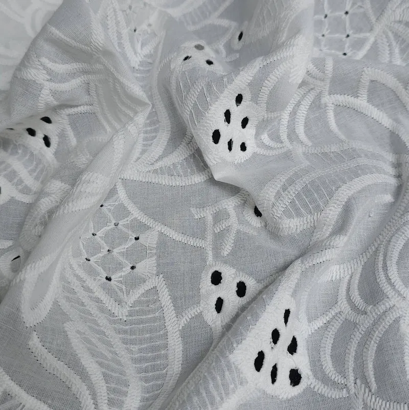 Broderie anglaise en coton | Blanc
