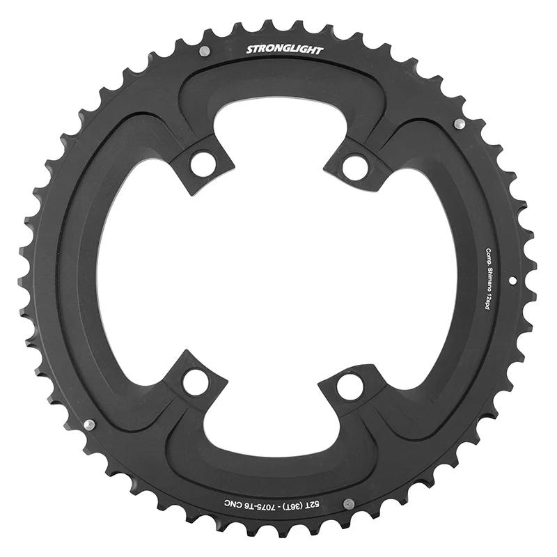 Plateau Route 4 branches Ø 110 Pour Shimano Ultegra R8100- Dura-Ace R9200- 105 R7100 Stronglight Double 52 dents Extérieur Noir Alu 12V. Pour Intérieur 36 dents (Penser A Commander Le Kit Intravis Correspondant)