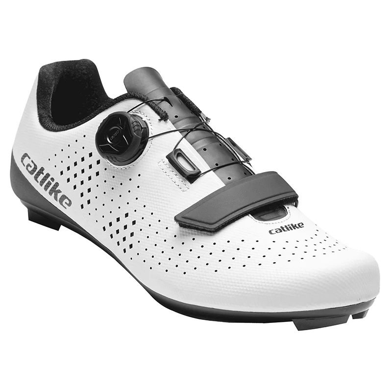 Chaussure Route Catlike Kompact'O R Blanc T40 Fixation Molette Micrometrique Atop-Velcro Compatible Look-Shimano (Paire)