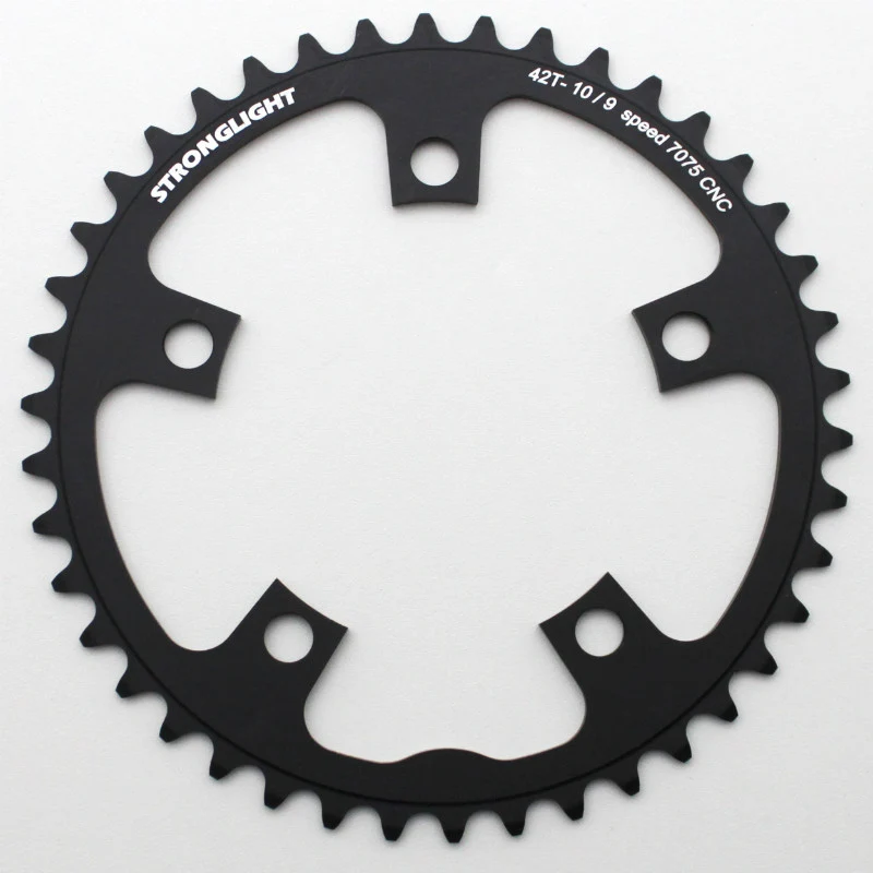 Plateau Route 5 branches Ø 110 Stronglight 42 dents Intérieur Noir Alu 7075 Type Shimano 9-10V.