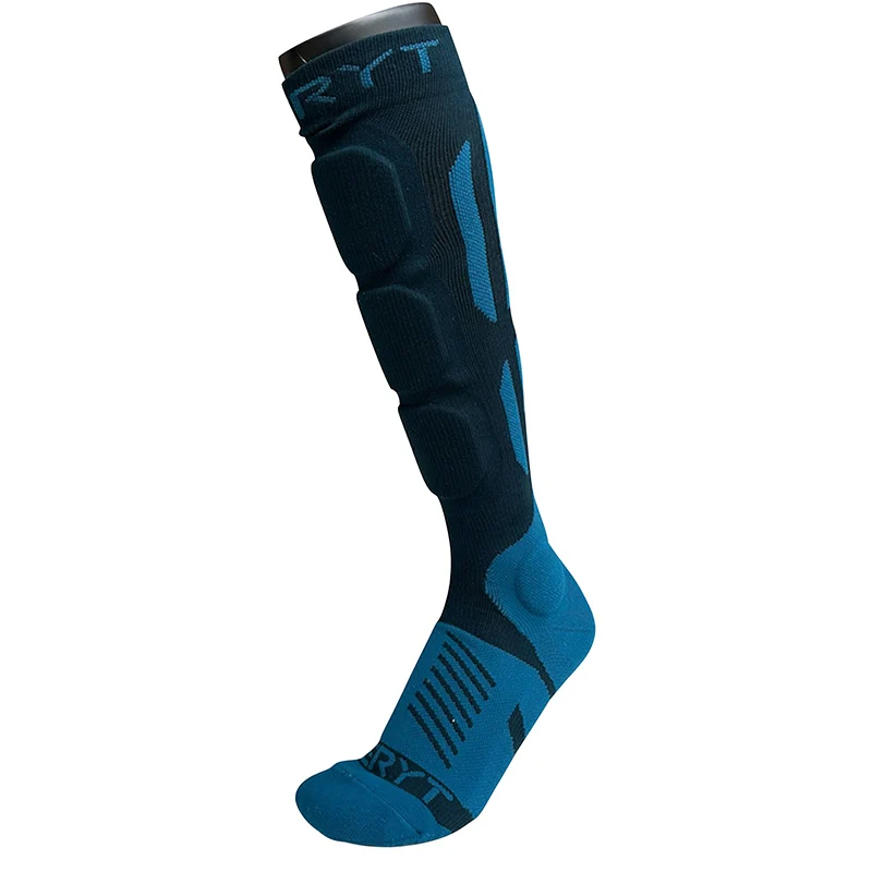 Chaussettes De Protection VTT Seryt Shelter Antibacterien Pour Cheville Et Tibia Bleu Petrole 38-42 - Hauteur 21 cm (Paire)