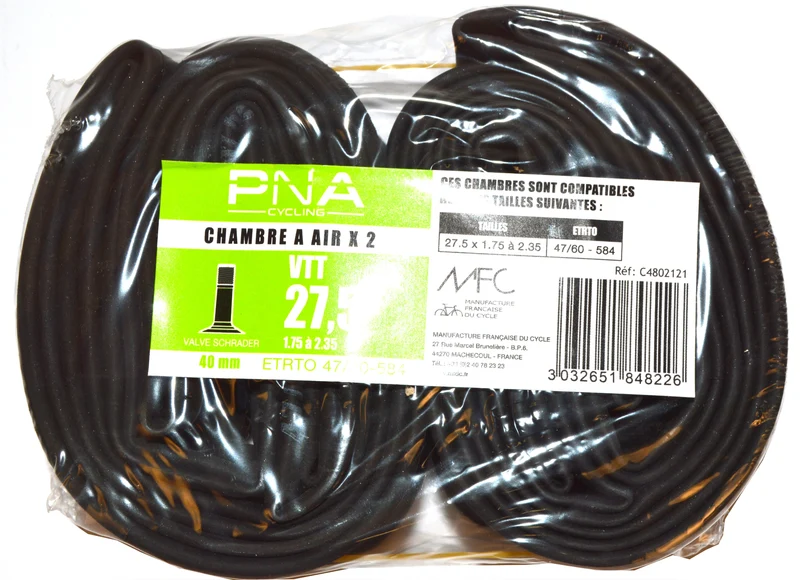 Set of 2 inner tubes PNA 27.5 x 1.75-2.35 Schrader 40mm