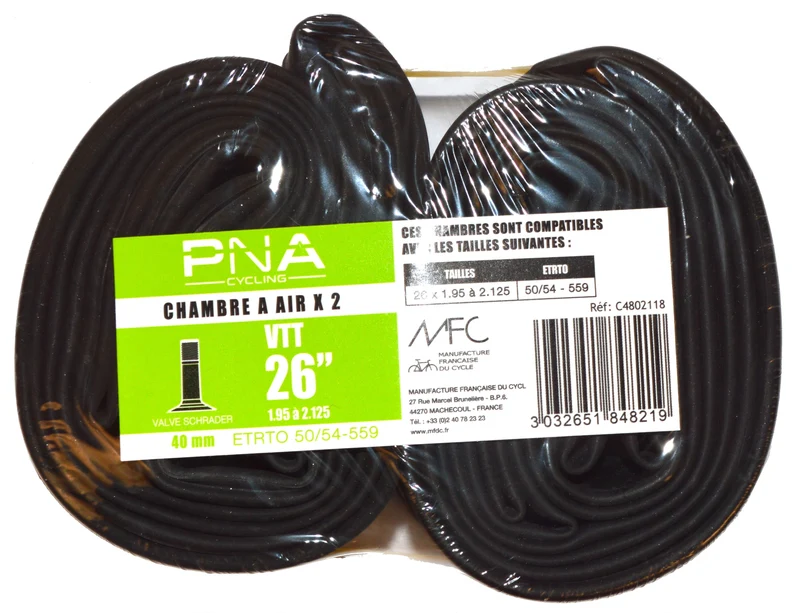 Set of 2 inner tubes PNA 26 x 1.95-2.125 Schrader 40mm