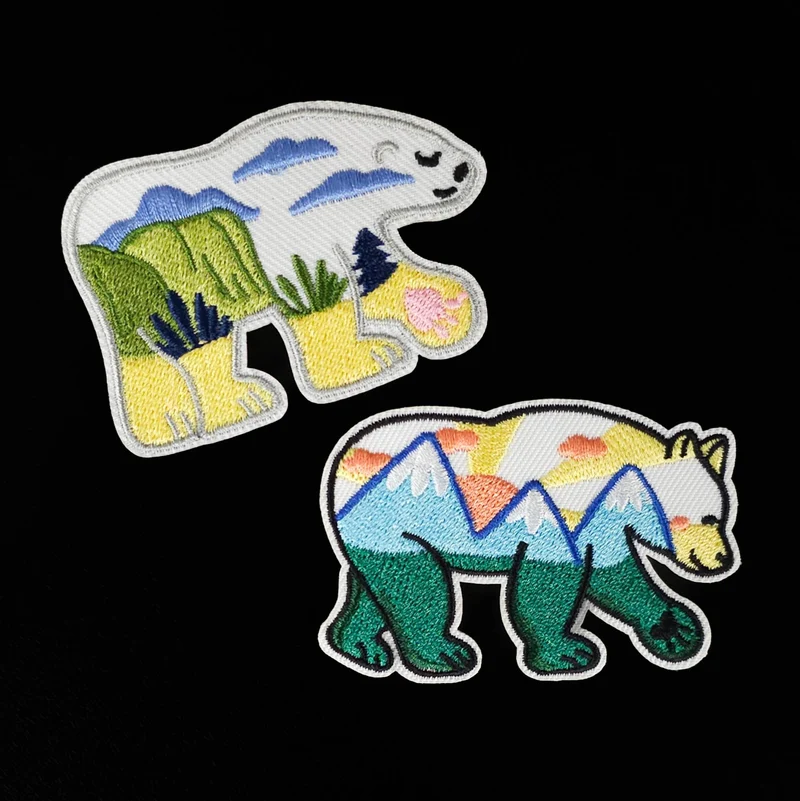 Écusson paysage ours joyeux | Thermocollant