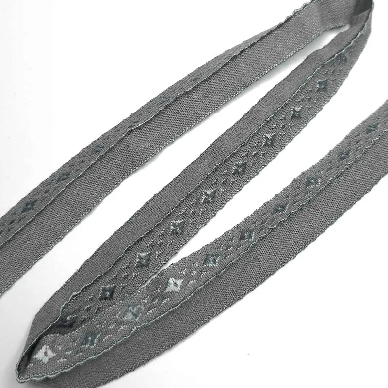 Élastique pliable | 20 mm - 13/16" | Gris à Motifs Géométrique