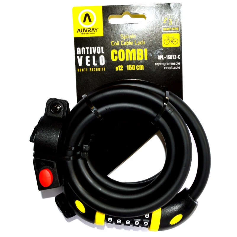 Auvray Combi D12 spiral lock with code 150 cm