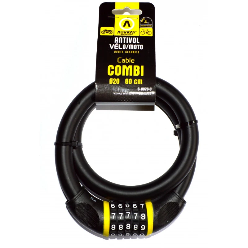 Auvray Combi spiral lock with code 80 cm