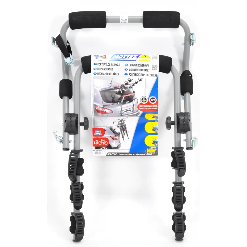 Bike rack on tailgate with straps Mottez Ariane 3 bikes