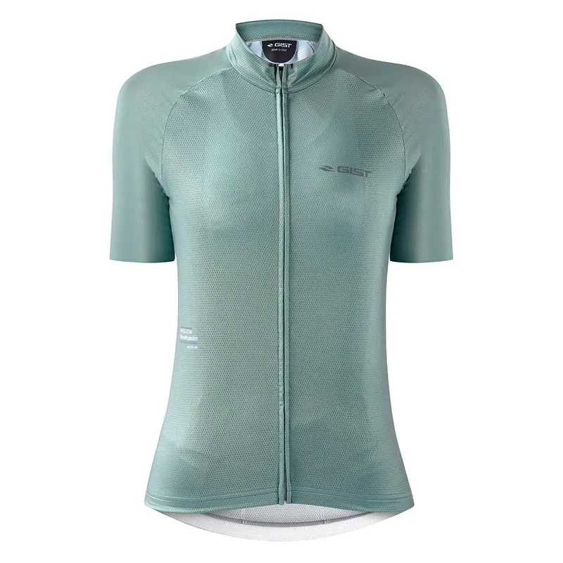 Maillot Gist Lady - Femme Manches Courtes Kin Zip Total Vert Sauge L